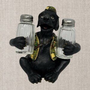 Rivers Edge Products Black Hunting Dog Cap Vest Salt & Pepper Shaker Holder New